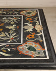 Vintage Pietra Dura Marble Tabletop with Floral Stone Inlay, top view