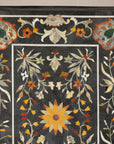 Vintage Pietra Dura Marble Tabletop with Floral Stone Inlay, top view