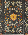 Vintage Pietra Dura Marble Tabletop with Floral Stone Inlay, top view