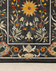 Vintage Pietra Dura Marble Tabletop with Floral Stone Inlay, top view