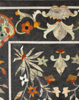 Vintage Pietra Dura Marble Tabletop with Floral Stone Inlay, top view