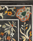 Vintage Pietra Dura Marble Tabletop with Floral Stone Inlay, top view