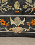 Vintage Pietra Dura Marble Tabletop with Floral Stone Inlay, top view