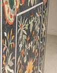 Vintage Pietra Dura Marble Tabletop with Floral Stone Inlay, top view