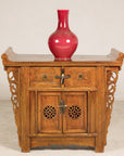 Late-19th-Century Chinese Carved Wood Altar Cabinet, full gallery view
