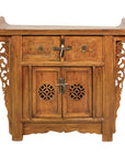 Late-19th-Century Chinese Carved Wood Altar Cabinet, full object on a white background