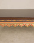 Large Indonesian Mahogany Center Table with Gilt Carved Apron, top detail