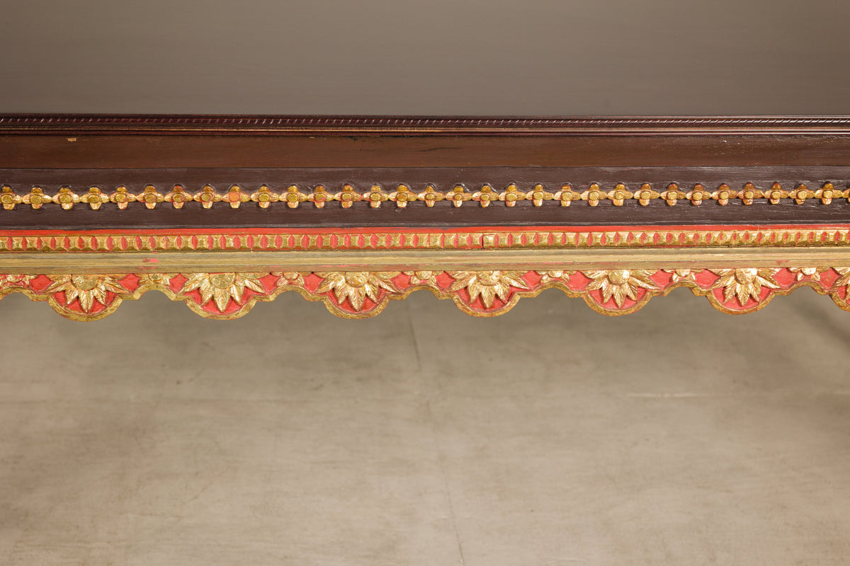 Large Indonesian Mahogany Center Table with Gilt Carved Apron, additional gallery view 16