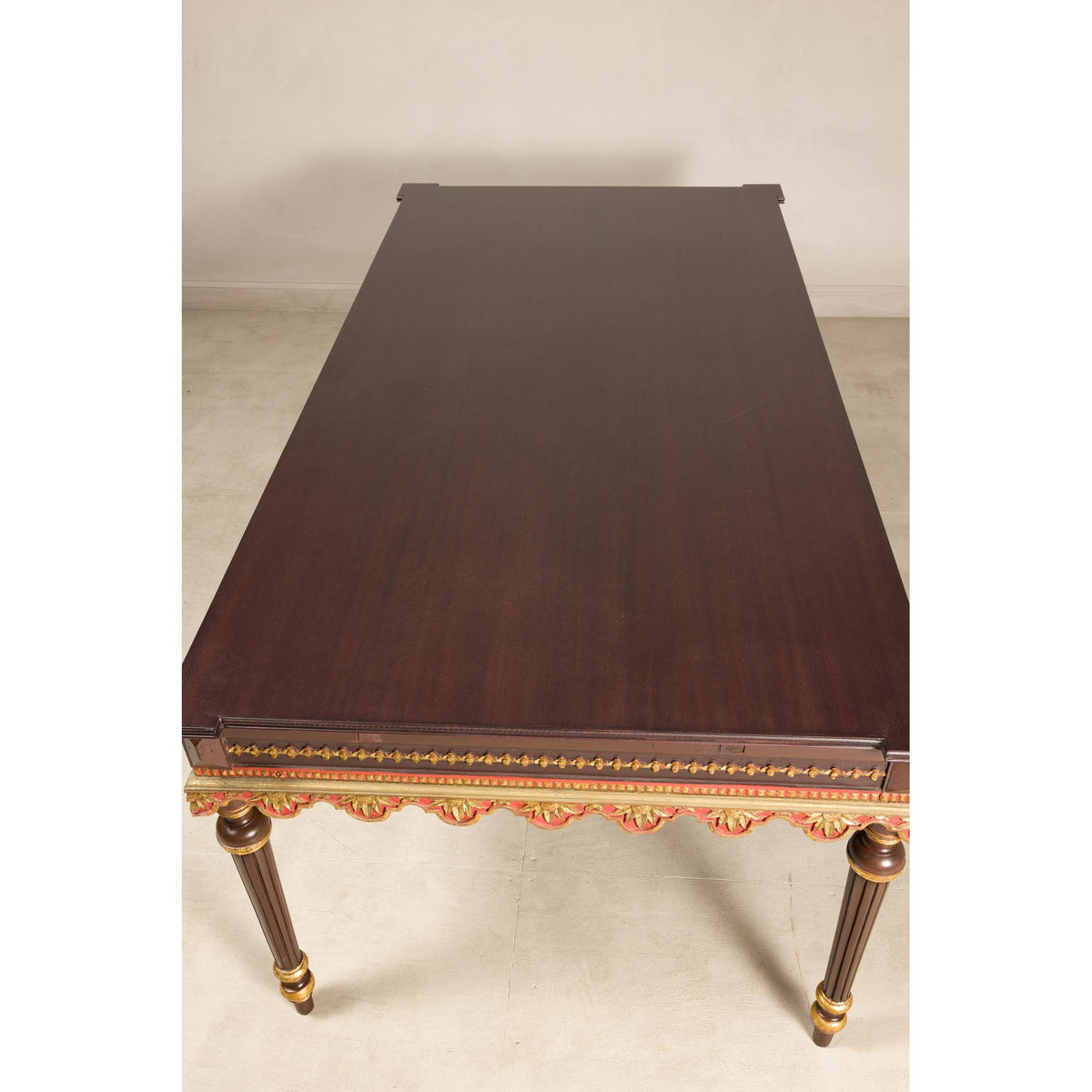 Large Indonesian Mahogany Center Table with Gilt Carved Apron, additional gallery view 20