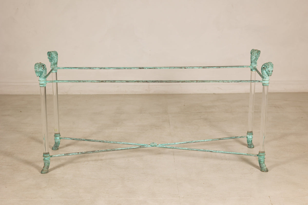 Vintage Empire-Style Bronze and Lucite Console Table Base, alternate angle