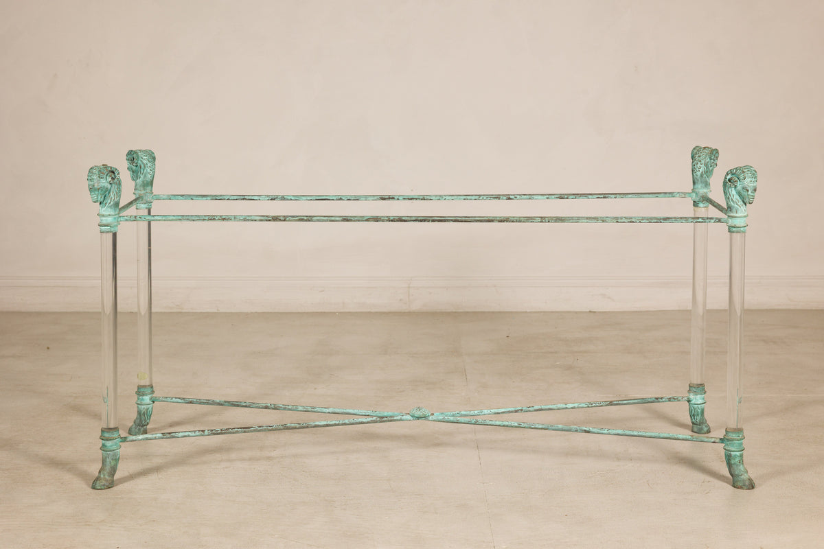 Vintage Empire-Style Bronze and Lucite Console Table Base, side view