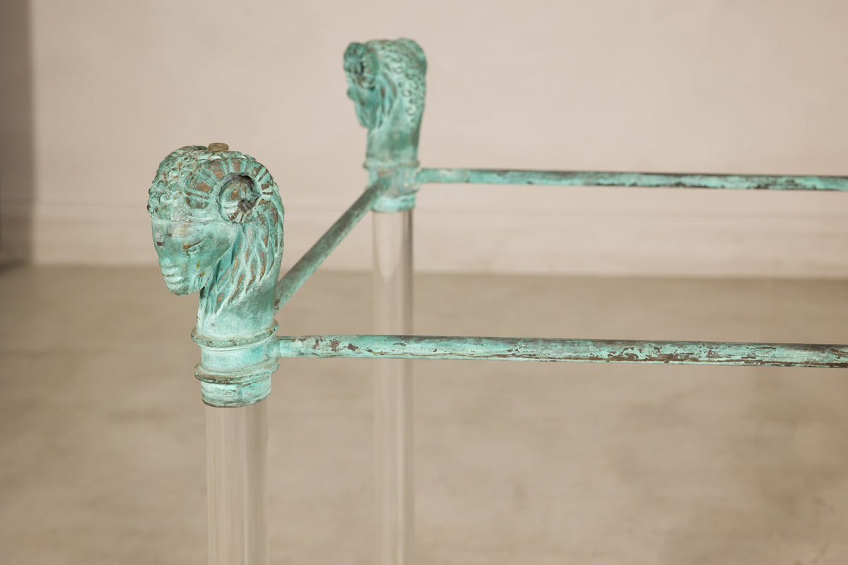 Vintage Empire-Style Bronze and Lucite Console Table Base, reverse view