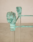 Vintage Empire-Style Bronze and Lucite Console Table Base, base detail