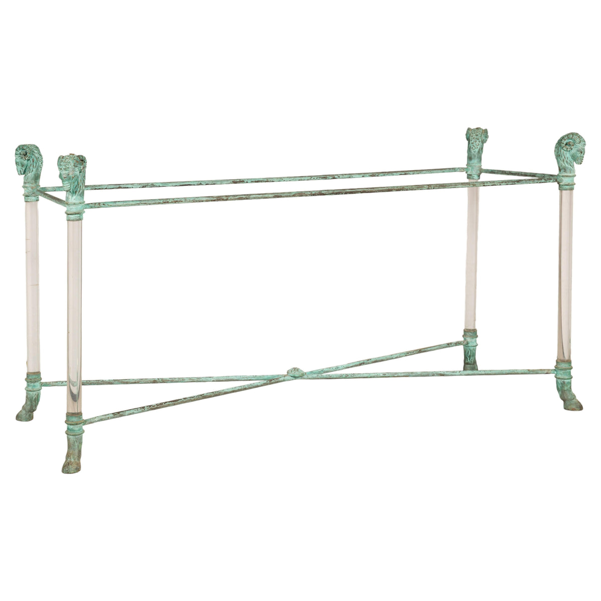 Vintage Empire-Style Bronze and Lucite Console Table Base, full object on a white background