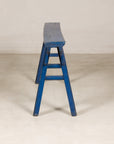 Blue painted wood narrow bench alternate view