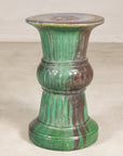 Circa-1900 Vietnamese Green-Glazed Ceramic Garden Pedestal, alternate angle