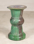 Circa-1900 Vietnamese Green-Glazed Ceramic Garden Pedestal, side view