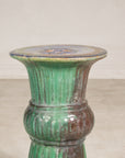 Circa-1900 Vietnamese Green-Glazed Ceramic Garden Pedestal, surface detail