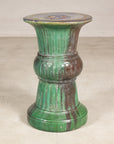 Circa-1900 Vietnamese Green-Glazed Ceramic Garden Pedestal, reverse view