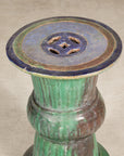Circa-1900 Vietnamese Green-Glazed Ceramic Garden Pedestal, close-up detail