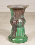 Circa-1900 Vietnamese Green-Glazed Ceramic Garden Pedestal, base detail
