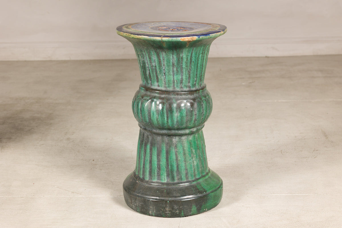 Circa-1900 Vietnamese Green-Glazed Ceramic Garden Pedestal, additional gallery view 11