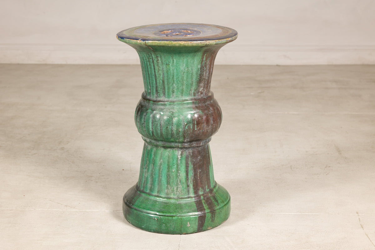 Circa-1900 Vietnamese Green-Glazed Ceramic Garden Pedestal, additional gallery view 12