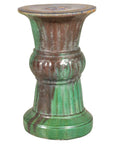 Circa-1900 Vietnamese Green-Glazed Ceramic Garden Pedestal, full object on a white background