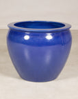 Alternate front view of the cobalt blue glazed ceramic planter