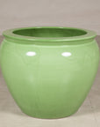 Apple green glazed ceramic planter front view