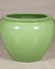 Apple green glazed ceramic planter top view