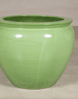Apple green glazed ceramic planter base view