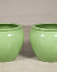 Apple green glazed ceramic planter alternate view