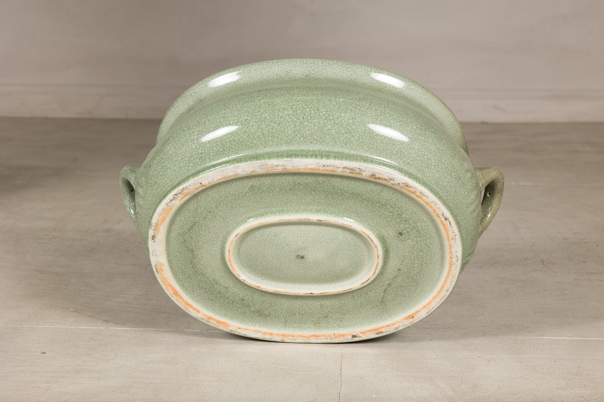 Bottom view of the oval footbath showing the recessed foot ring