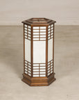 Vintage Japanese Hexagonal Wood and Rice-Paper Table Lamp, alternate angle