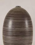 Large Brown-and-Cream Linear-Decorated Artisan Ceramic Vase, surface detail