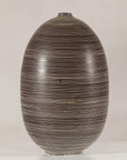 Large Brown-and-Cream Linear-Decorated Artisan Ceramic Vase, reverse view