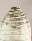 Large Cream-Glazed Artisan Ceramic Vase with Brown Bands, base detail
