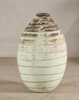 Large Cream-Glazed Artisan Ceramic Vase with Brown Bands, additional gallery view 14