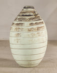 Large Cream-Glazed Artisan Ceramic Vase with Brown Bands, additional gallery view 15