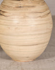Large cream and brown glazed artisan ceramic floor vase, shoulder detail