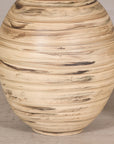 Large cream and brown glazed artisan ceramic floor vase, base detail