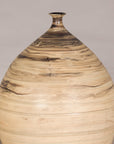 Large cream and brown glazed artisan ceramic floor vase, unglazed foot detail