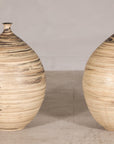 Large cream and brown glazed artisan ceramic floor vase, additional base detail
