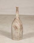 Cream and brown glazed ceramic bottle vase back view