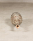 Cream and brown glazed ceramic bottle vase close-up detail