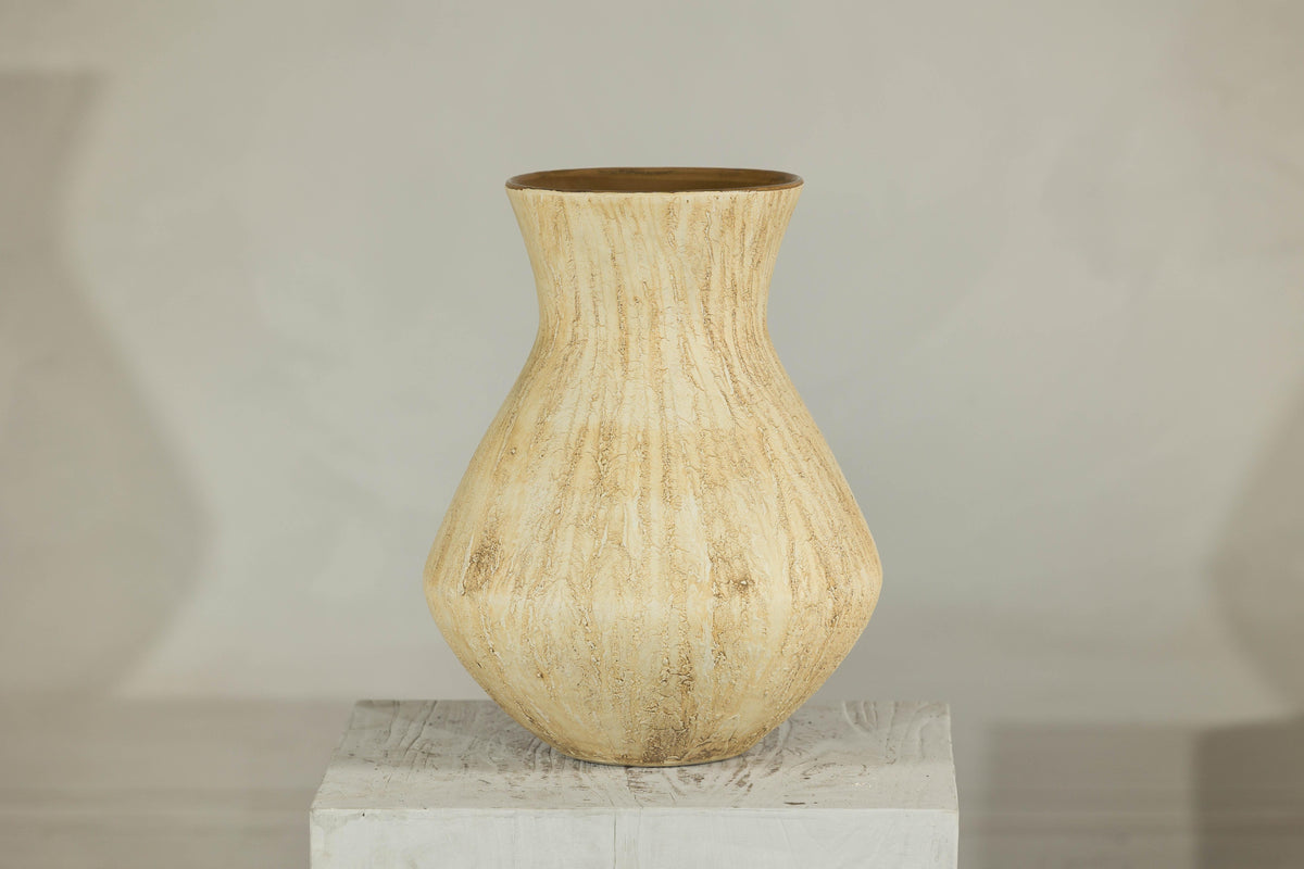 Artisan Ceramic Vase with Textured Drip Glaze and Flared Neck, construction detail