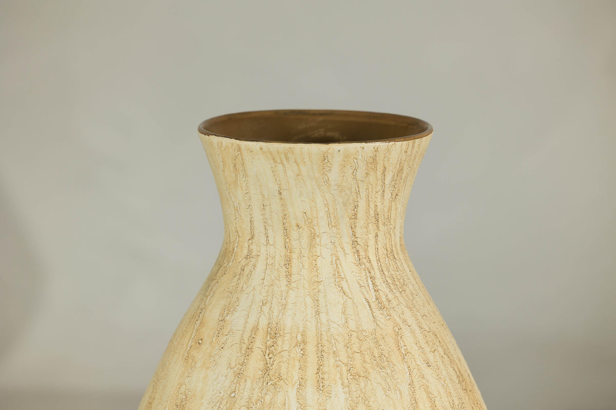 Artisan Ceramic Vase with Textured Drip Glaze and Flared Neck, reverse view