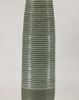 Tall Green-Glazed Artisan Ceramic Vase with Ribbed Body, reverse view