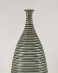 Tall Green-Glazed Artisan Ceramic Vase with Ribbed Body, additional gallery view 12